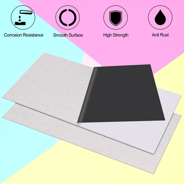 Alt view image 2 of 7 - 2Pcs 430 Stainless Steel Sheet Metal 6" x 12" x 1/32" Inch Metal Plates for Magnetic Mount Board Wall 20GA(0.80MM) 430 Stainless Steel Shim Stock Plates Metal Sheets for Crafting, Kitchen, Office