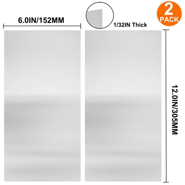 Alt view image 3 of 7 - 2Pcs 430 Stainless Steel Sheet Metal 6" x 12" x 1/32" Inch Metal Plates for Magnetic Mount Board Wall 20GA(0.80MM) 430 Stainless Steel Shim Stock Plates Metal Sheets for Crafting, Kitchen, Office