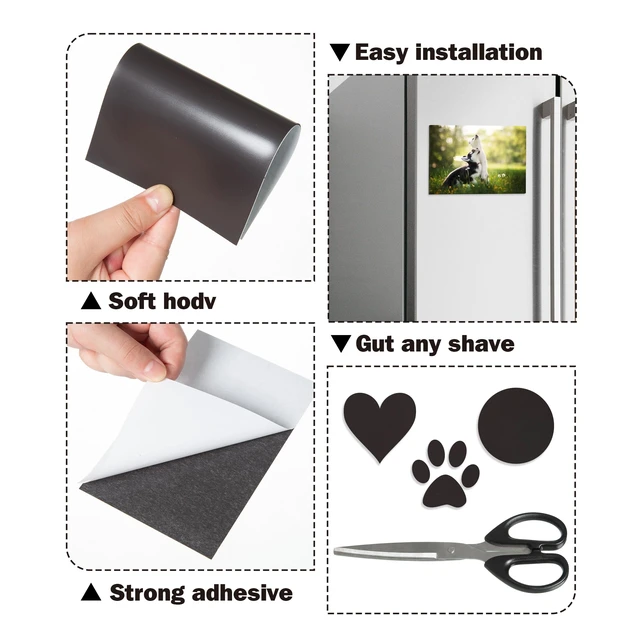 Alt view image 5 of 6 - 4x6 Inch Magnetic Adhesive Sheets Cuttable 60 Mil Thick Magnetic Sheets Flexible Sticky for Crafts Making Metal Scrapbook Cutting Dies Fridge Photos Drawings 5 Pack