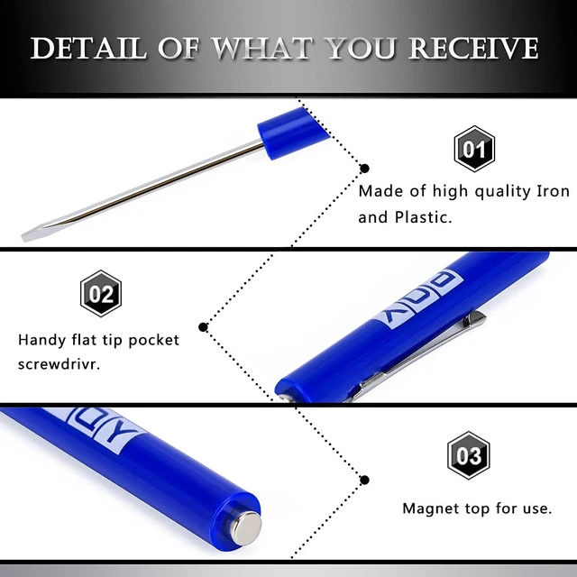 Alt view image 2 of 5 - 10Pcs Mini Pocket Screwdriver with Clip Magnetic Slotted Small Screw Drivers with Flat Head for Mechanical, Electrician (Blue)