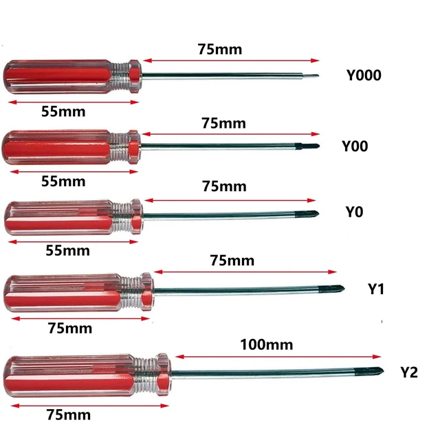 Alt view image 2 of 5 - 5-Piece Tri-Wing Y Screwdriver Set with Magnetic Tips | Y000 (1.5 mm) Y00 (2.0 mm) Y0 (3.0 mm) Y1 (4.0 mm) Y2 (5.0 mm) Multifunctional,Multifunctional, Magnetic Drive, 5 Piece Set