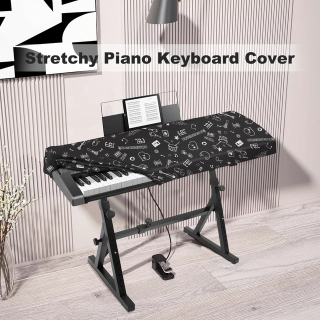 Alt view image 6 of 7 - 88 Keys Piano Keyboard Cover with Music Stand Opening, Symbols | Stretchy Dirt Proof Music Stand Opening for Digital Electronic Piano