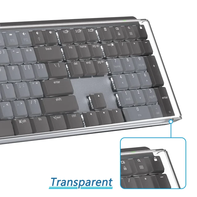 Alt view image 2 of 6 - Full Size Keyboard Dust Cover, Clear Acrylic Keypads Cover for 104 Keys Computer Mechanical Keyboard, Compatible with Logitech MX Mechanical