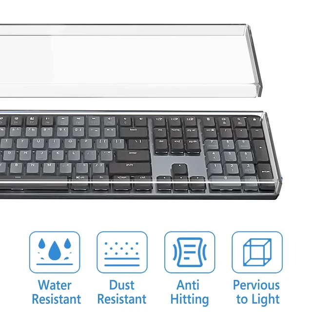 Alt view image 3 of 6 - Full Size Keyboard Dust Cover, Clear Acrylic Keypads Cover for 104 Keys Computer Mechanical Keyboard, Compatible with Logitech MX Mechanical