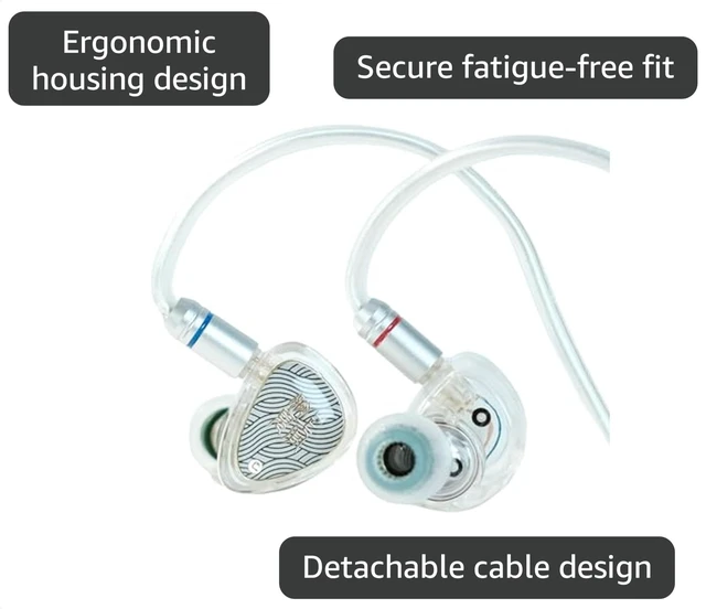 Alt view image 5 of 7 - Wan'er S.G II in Ear Monitor, Gaming IEM Earphones, HiFi Wired Earphones with 10mm Single Dynamic Driver PET Diaphragm, 0.78mm Double pinhole Tangle-Free Detachable Cable (White, 3.5mm)