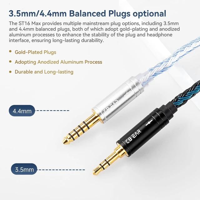 Alt view image 6 of 7 - 5ft 2 Pin IEM Cable, KBEAR ST16-Max 1.5m in Ear Monitor Cable Earbud Wire, 16-Strand SPC HiFi Headphone Cable for Truthear x Crinacle Zero?Moondrop Blessing 3, Kiwi Orchestra Lite etc