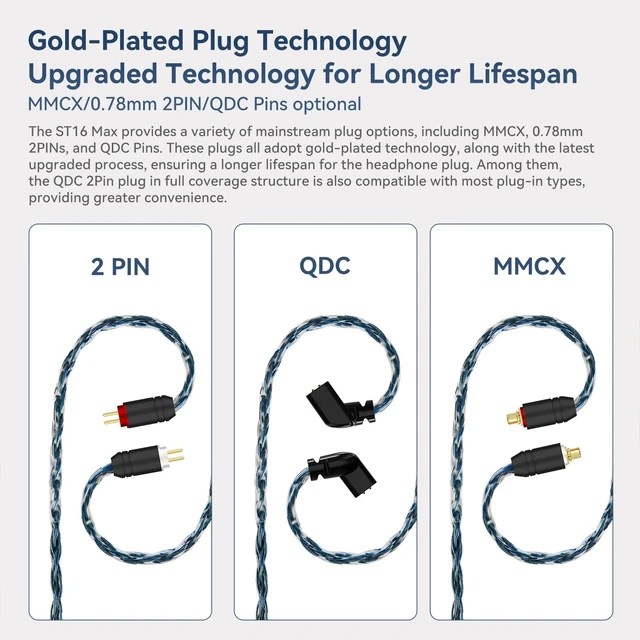 Alt view image 7 of 7 - 5ft 2 Pin IEM Cable, KBEAR ST16-Max 1.5m in Ear Monitor Cable Earbud Wire, 16-Strand SPC HiFi Headphone Cable for Truthear x Crinacle Zero?Moondrop Blessing 3, Kiwi Orchestra Lite etc