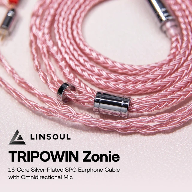 Alt view image 2 of 7 - Tripowin Zonie 16 Core Silver Plated IEM Cable, 2pin 0.78mm, 3.5mm | 1.25m SPC in Ear Monitor Wire, Earphone Upgraded Cords for 7hz Zero:2 Orchestra Lite Cadenza Hype4 Supermix4, Pink
