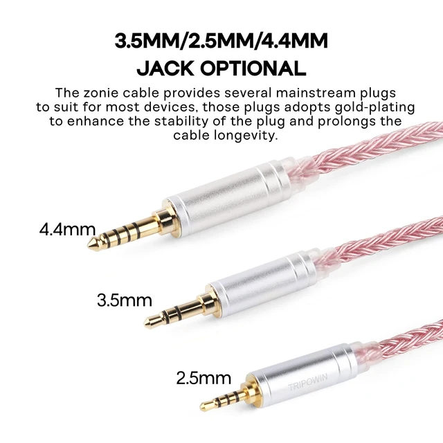 Alt view image 5 of 7 - Tripowin Zonie 16 Core Silver Plated IEM Cable, 2pin 0.78mm, 3.5mm | 1.25m SPC in Ear Monitor Wire, Earphone Upgraded Cords for 7hz Zero:2 Orchestra Lite Cadenza Hype4 Supermix4, Pink