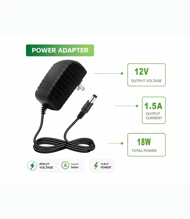 Alt view image 2 of 7 - DC 12V Power Supply 1.5A AC/DC Switching Adapter 100-240V 50/60Hz to DC 12V Power Cord with 5.5x2.5mm Plug &10 Tips, 12 Volt 1.5A Power Adapter for LED Strips, Routers, Speakers and Small Electronics