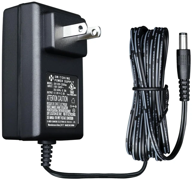 Main image of UL Listed 12V 2A 24W 6ft Long Power Supply Adapter, AC DC Switching Adapter (Input 100-240V, Output 12Volt 2Amp 2000mA), DC 12V 5.5x2.1mm Wall Mount Transformer Charger Plug