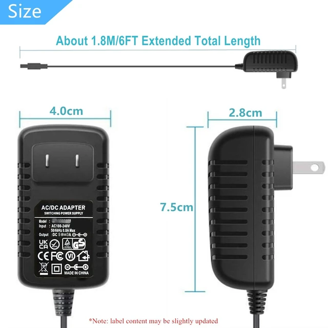 Alt view image 5 of 7 - Universal 5V 3A Ac Adapter DC5V Power Supply Charger with 11 DC Plug Tips AC120V to DC5v 3a 2.5a 2a 1.5a 1a Power Adapter for Baby Monitor Graco Swing Raspberry Pi USB HUB 5volt ac-dc Adapter 6FT