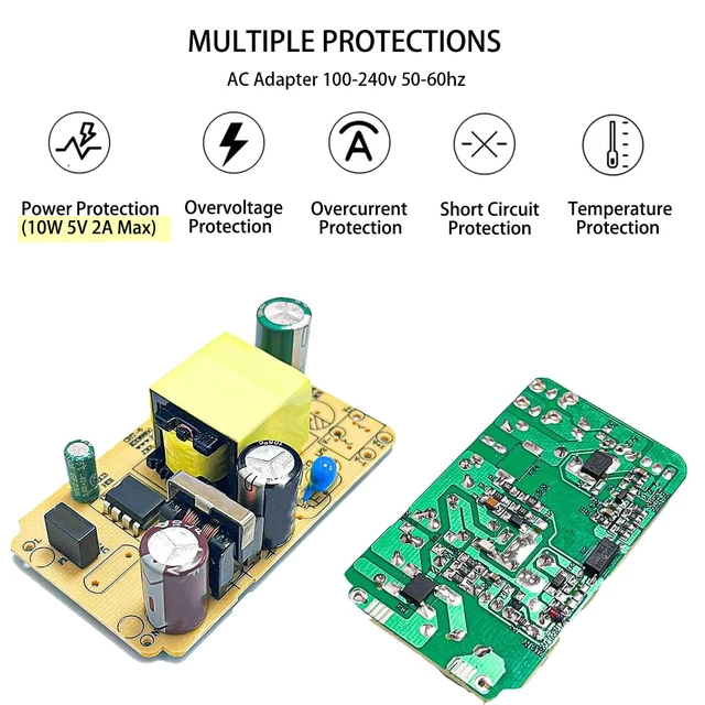 Alt view image 5 of 7 - 5V Power Supply 2A 5 Volt AC Adapter 100-240v 50-60hz US Switching Adapter with 5.5 x 2.1mm DC Plug and 8 Tips Power Cord for LED Lights, 5V2A Devices, DC5V Transformer 1.5 m