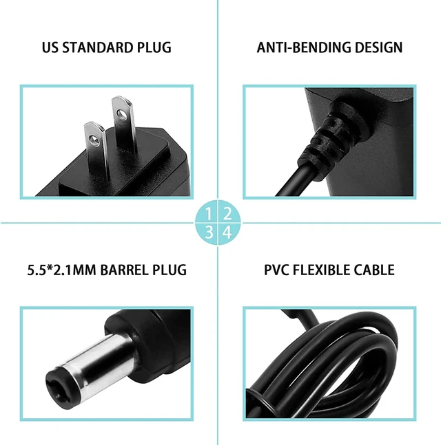 Alt view image 4 of 6 - 24V 1A 24W Power Adapter 100V-240V AC to DC 24 Volt Power Supply Adapter Universal Switching 1000mA 800mA 600mA 300mA 200mA 100mA for 24V LED Light Strip, DVR NVR Surveillance System, CCTV Camera