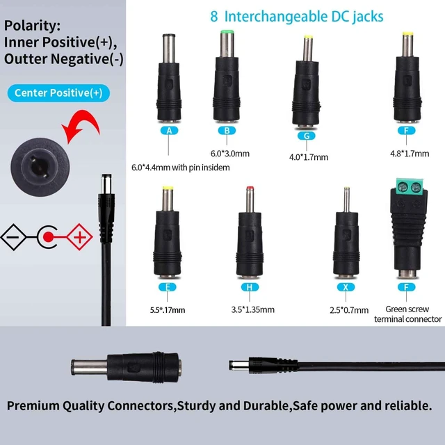 Alt view image 2 of 6 - 6V Power Supply AC Adapter DC 6Volt Power Adapter Charger DC in 6V Power Cord with 8 Interchangeable Plug for 100mA 300mA 400mA 500mA 600mA 700mA 800mA 900mA 1000mA 1500mA 2000mA Equipment