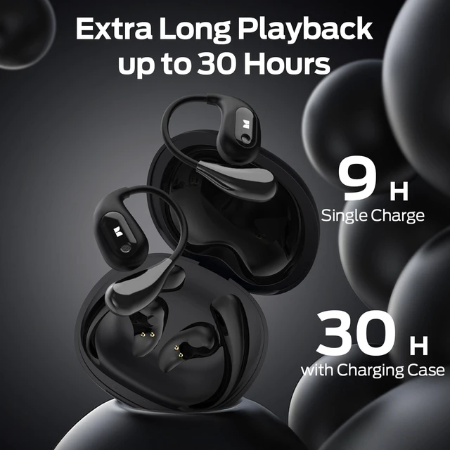 Alt view image 6 of 7 - Open Ear AC210 Headphones, Bluetooth 5.4 Earphones Stereo Sound, Wireless Headphones 30 Hours Playback, Type-C Charging, IPX5 Waterproof Open Ear Earbuds,Black