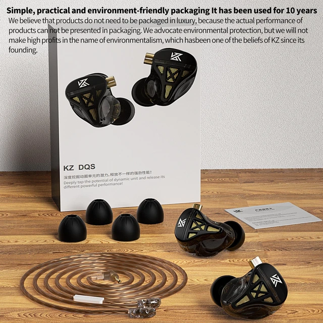 Alt view image 3 of 7 - KZ DQS Wired Earbuds Dynamic Driver in Ear Monitor Headphone Semi-Open HiFi Bass Earphone 2pin 3.5mm Gaming Earbuds for Singers Musicians
