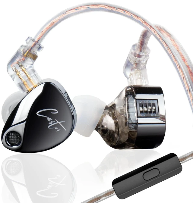 Main image of KZ Castor in Ear Monitor Headphones with Mic, HiFi Improved Bass Earphone Sound Tunable Noise Isolating IEMs, Dual-Dynamic Driver Wired Earbuds, 2PIN-C Detachable Cable for Singers Musicians