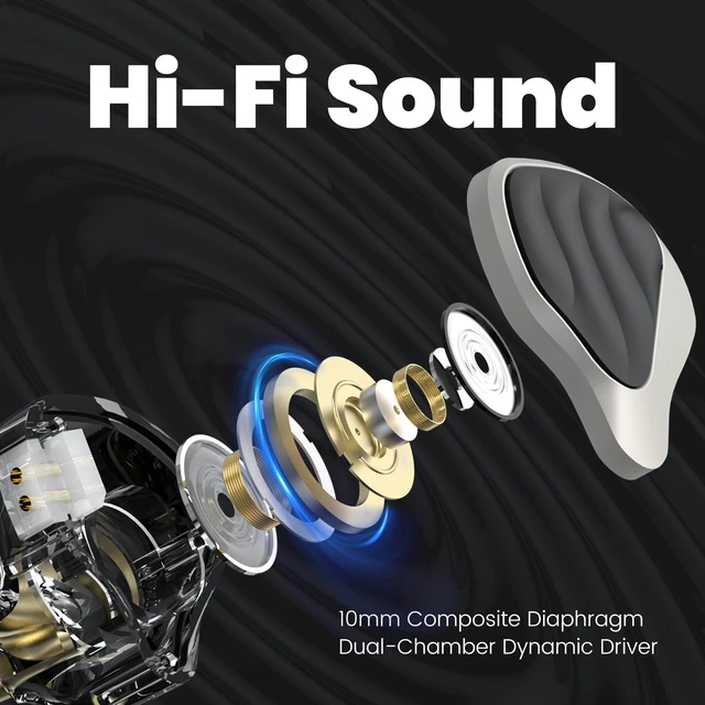 Alt view image 5 of 7 - HiFi Wired in-Ear Monitors with Microphone,3.5mm,10mm Driver | Noise Isolating,Detachable Silver-Plated Cable,Zinc Alloy Faceplate,for Music Lovers/Gaming
