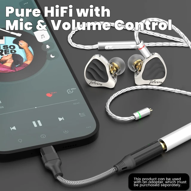 Alt view image 4 of 7 - HiFi Wired in-Ear Monitors with Microphone,3.5mm,10mm Driver | Noise Isolating,Detachable Silver-Plated Cable,Zinc Alloy Faceplate,for Music Lovers/Gaming