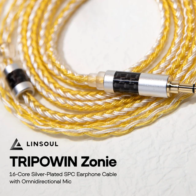 Alt view image 2 of 7 - Tripowin Zonie 16 Core Silver Plated IEM Cable, 2pin 0.78mm, 3.5mm | 1.25m SPC in Ear Monitor Wire, Earphone Upgraded Cords for 7hz Zero:2 Orchestra Lite Cadenza Hype4 Supermix4, Gold