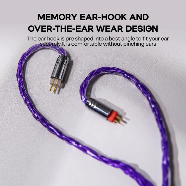 Alt view image 7 of 7 - Tripowin Zonie 16 Core Silver Plated IEM Cable, 2pin 0.78mm, 3.5mm | 1.25m SPC in Ear Monitor Wire, Earphone Upgraded Cords for 7hz Zero:2 Orchestra Lite Cadenza Hype4 Supermix4, Violet