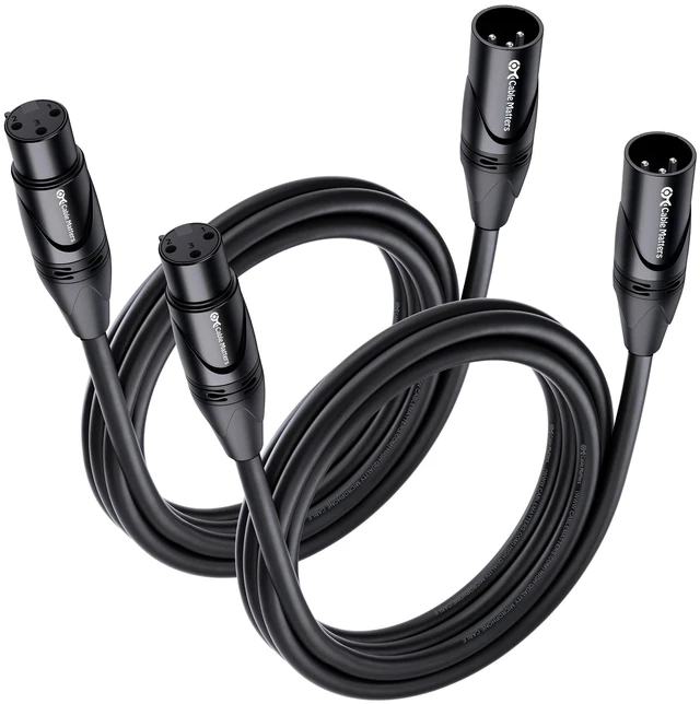 Main image of 2-Pack Premium XLR to XLR Cable, Microphone Cable, M-F, 6ft | Mic Cable, Male to Female, 21 AWG Oxygen-Free Copper (OFC), Black