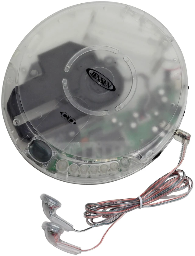 Main image of CD-60RT Retro Personal Portable CD Player Transparent Clear, FM Radio, 60 - Second Anti Skip, Bass Boost, Earbuds Included