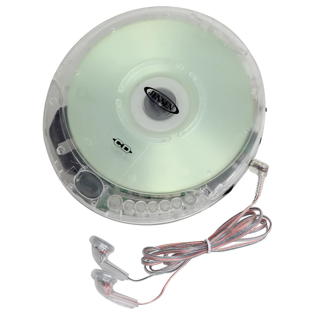 Alt view image 2 of 4 - CD-60RT Retro Personal Portable CD Player Transparent Clear, FM Radio, 60 - Second Anti Skip, Bass Boost, Earbuds Included