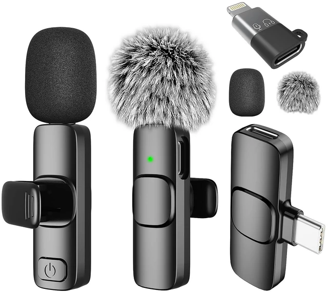 Main image of Mini Microphone for iPhone Android - Wireless Lavalier Microphone USB-C Lightning, Noise Cancelling Clip On Mic, 65ft Range, 12H Battery for Video Recording TikTok YouTube Content Creators