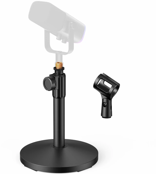 Main image of Desktop Microphone Stand Holder Mic Stand Desk Mount for Fifine | for Shure Blue Yeti, All-Metal Construction, Weighted Iron Base, Height Adjustable, 3.3lb Weight Capacity
