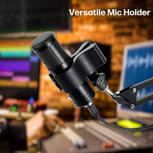 Alt view image 2 of 7 - Large Microphone Clips for Mics with Outer Diameter 1.26" to 2.3" | Adjustable Mic Holder, Premium ABS, Inside sponge to protect microphones, With 5/8" Male to 3/8" Female Screw Adapter