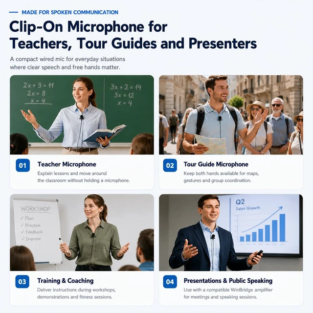 Alt view image 5 of 7 - Clip-on Lavalier Microphone for Voice Amplifier, 3.5mm Wired Mic | Replacement Collar Mic Compatible with All WinBridge Voice Amplifiers for Teaching, Tour Guide & Presentation, S6
