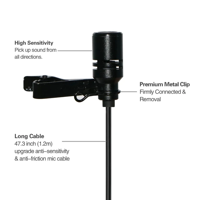 Alt view image 6 of 7 - Clip-on Lavalier Microphone for Voice Amplifier, 3.5mm Wired Mic | Replacement Collar Mic Compatible with All WinBridge Voice Amplifiers for Teaching, Tour Guide & Presentation, S6