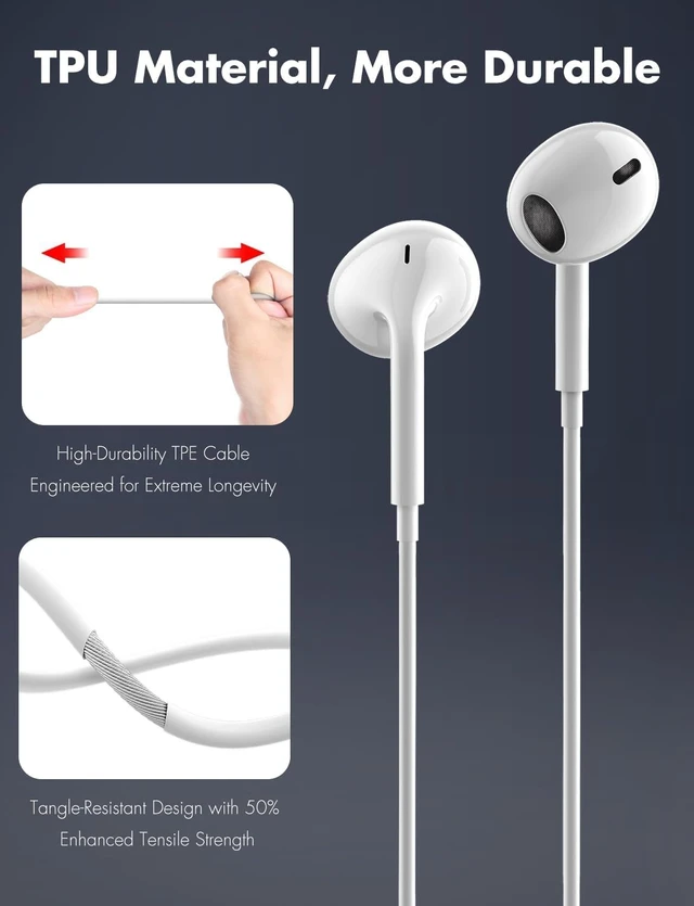 Alt view image 5 of 7 - Wired Earbuds, Ultra Clear Calls & no Noise Earbuds Wired for iPhone 14/13/12/11/XR/XS/X/8/7/SE/Pro/Pro Max/Support All iOS System2 Pack