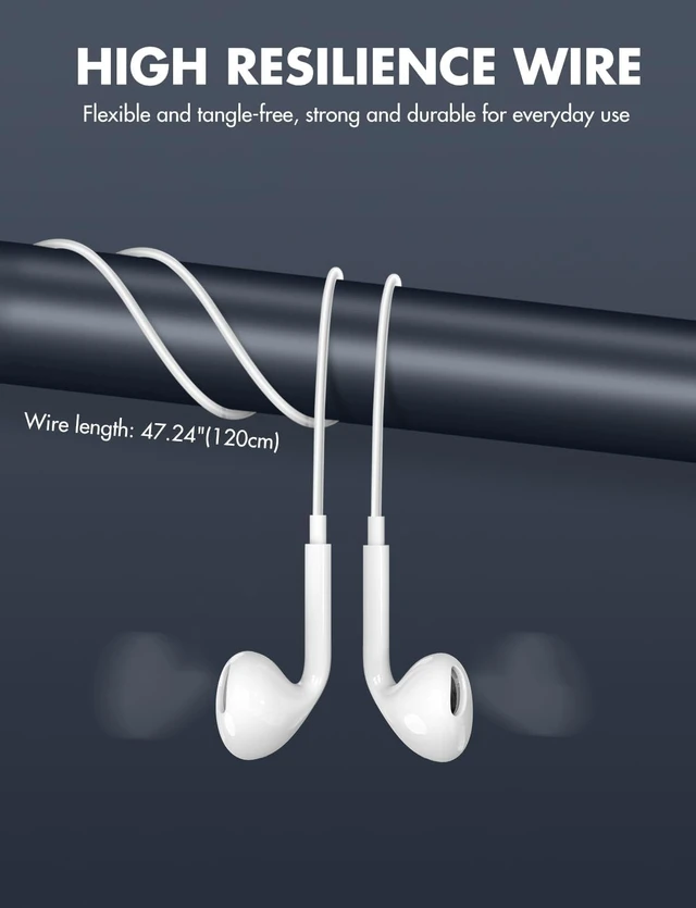 Alt view image 6 of 7 - Wired Earbuds, Ultra Clear Calls & no Noise Earbuds Wired for iPhone 14/13/12/11/XR/XS/X/8/7/SE/Pro/Pro Max/Support All iOS System2 Pack