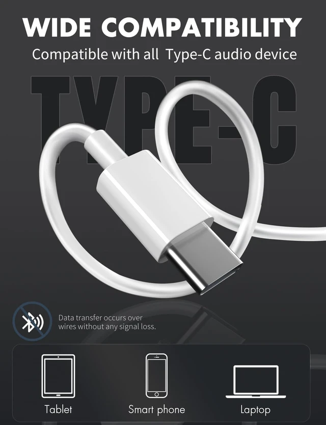 Alt view image 2 of 7 - USB C Headphones, Ultra Clear Calls & no Noise Earbuds Wired for iPhone 16/15 USBC Headphones,Compatible with iPhone/Android/Galaxy/iPad2 Pack