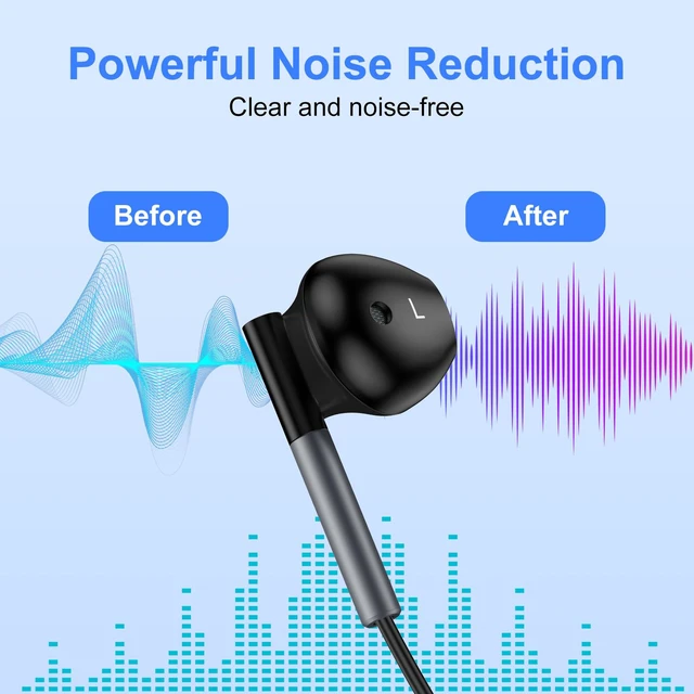 Alt view image 4 of 7 - Type C Earbuds Wired Headphones for iPhone 16e 17/16 Pro Max/16 Pro/16 Plus/16/15,USB C Earphones Noise Canceling Earbuds with Mic & Remote for Samsung Galaxy S25 Ultra S24 FE S23 A17 A16 A36,Pixel 10