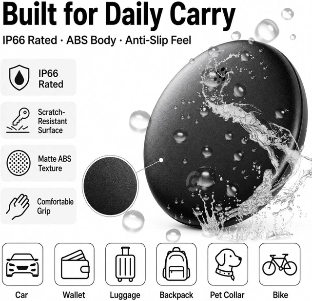 Alt view image 5 of 7 - GPS Tracker for Vehicles No Subscription, iOS & Android, 2 Pack | IP66 Waterproof Car Tracker Tag, Precise Location Bluetooth Tracker Device, Compatible with Apple Find My & Google Find Hub