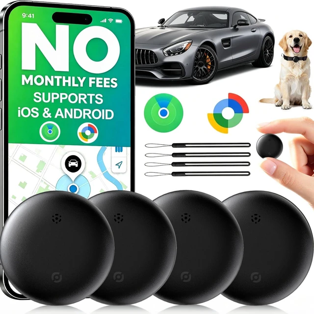 Main image of GPS Tracker for Vehicles No Subscription, iOS & Android Dual System | Precise Location Car Tracker Tag, IP66 Bluetooth Tracker Device for Key, Luggage, Wallet, Kid and Pet (2-Pack)