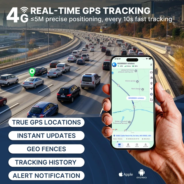 Alt view image 2 of 7 - GPS Tracker for Vehicles, Magnetic Waterproof 4G Car Tracker Hidden, Long Battery, Tracking Devices for Cars, Trucks, Trailers, Motorcycle, RV, Geo-Fence, Global Tracking. Subscription Required