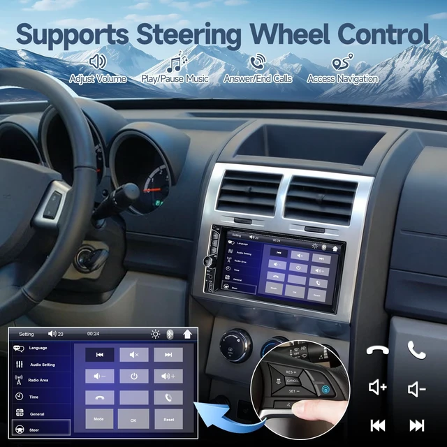 Alt view image 6 of 7 - 7inch Car Stereo Double Din Radio Touchscreen with Backup Camera Multimedia Car Audio Support Mirror Link, Bluetooth Caller ID, FM/MP3/MP4/USB/Subwoofer,Aux Input Car Audio Receivers