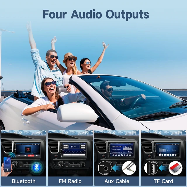 Alt view image 4 of 7 - 7inch Car Stereo Double Din Radio Touchscreen with Backup Camera Multimedia Car Audio Support Mirror Link, Bluetooth Caller ID, FM/MP3/MP4/USB/Subwoofer,Aux Input Car Audio Receivers