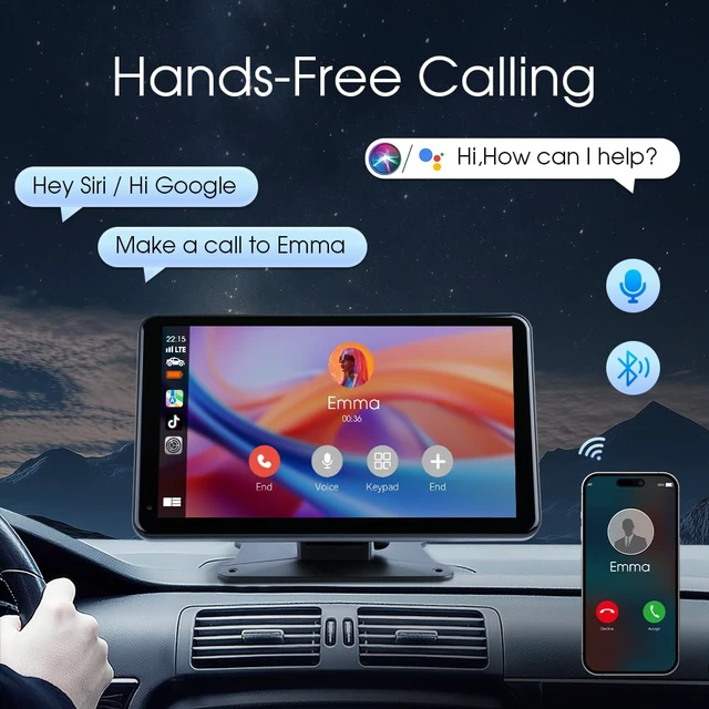 Alt view image 3 of 7 - Portable Wireless Carplay Car Stereo, 7 inch HD Touchscreen for All Vehicles,with Apple CarPlay & Android Auto with Backup Camera/Mirror Link/Voice Control/Bluetooth/GPS/AUX/FM Satellite Radio