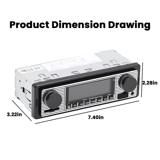 Alt view image 2 of 7 - Classic Single Din Car Stereo with Bluetooth, Hands-Free Calling & Voice Control, FM Radio MP3 Player, USB/SD/AUX Port, Fast Charging, Includes Remote Control