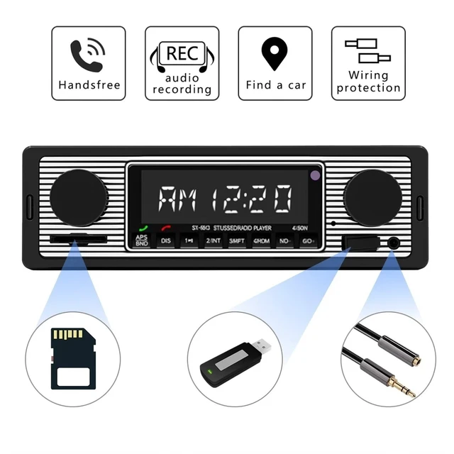 Alt view image 5 of 7 - Classic Single Din Car Stereo with Bluetooth, Hands-Free Calling & Voice Control, FM Radio MP3 Player, USB/SD/AUX Port, Fast Charging, Includes Remote Control