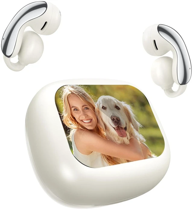 Main image of Open Earbuds, 70+ Languages Translator, LCD Display, Smart Control-White Translation Earbuds Real Time, AI Assistant, 6 EQ & 2 Audio Modes, Wallpaper, Payment Code Headphone for Friends Family