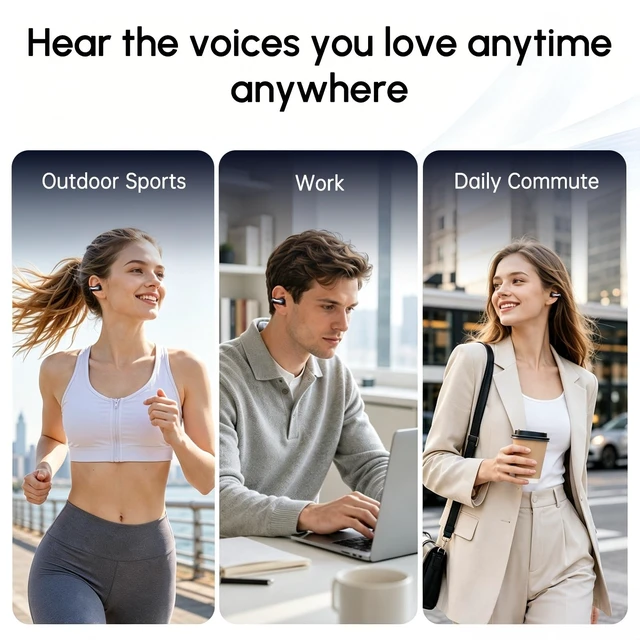 Alt view image 3 of 7 - Open Earbuds, 70+ Languages Translator, LCD Display, Smart Control-White Translation Earbuds Real Time, AI Assistant, 6 EQ & 2 Audio Modes, Wallpaper, Payment Code Headphone for Friends Family