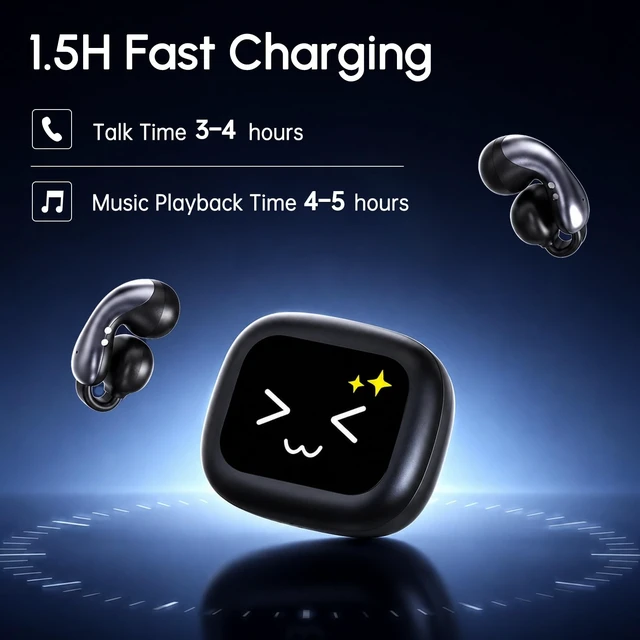Alt view image 6 of 7 - Open Earbuds, 70+ Languages Translator, LCD Display, Smart Control-White Translation Earbuds Real Time, AI Assistant, 6 EQ & 2 Audio Modes, Wallpaper, Payment Code Headphone for Friends Family