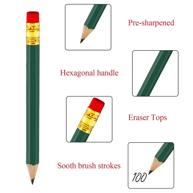 Alt view image 3 of 7 - Outus 72 Pieces Golf Pencils with Eraser Mini Short #2 HB, Dark Green